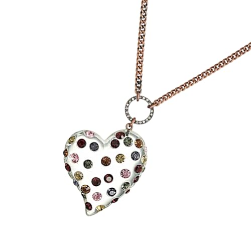Halskette mit herzförmigem Kristallanhänger, verstellbare Länge, Legierung, Materialien, romantisches Accessoire, modisches Statement-Schmuck von ERRORY