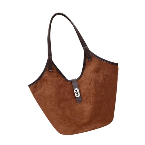 Klassische Schultertasche aus Wildlederimitat für Damen, Winter, Herbst, große Handtasche, Geldbörse für Arbeit und Freizeit, stilvolle Wildlederimitat-Geldbörse, braun, One Size von ERRORY