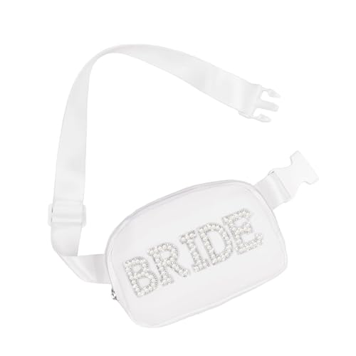 Kompakte Nylon-Braut-Brusttasche, Perlen, Buchstabe "Bride Mrs", abnehmbarer Gurt für Zeremonie, Empfang, Perlen, Briefe, Hochzeitszubehör, Braut, Einheitsgröße, Mass Beauty von ERRORY