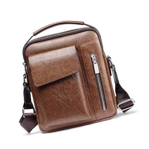 Kompakte Retro-Kuriertasche aus PU-Leder für Herren, Umhängetasche, Handtasche, Geldbörse für Business und Freizeit, stilvolle Herren-Umhängetasche, khaki, One Size Kompakte Retro-Kuriertasche aus PU-Leder für Herren, Umhängetasche, Handtasche, Geldbörse für Business und Freizeit, stilvolle Herren-Umhängetasche, khaki, One Size von ERRORY