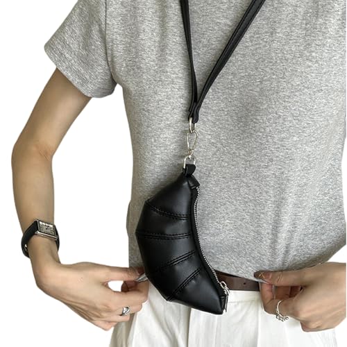 Kompakter Horn- und Münzhalshalter mit verstellbarem Umhängeband, stilvoll und Geldbörse für Damen, Studenten, Reisezubehör, Schwarz , One Size Kompakter Horn- und Münzhalshalter mit verstellbarem Umhängeband, stilvoll und Geldbörse für Damen, Studenten, Reisezubehör, Schwarz , One Size von ERRORY
