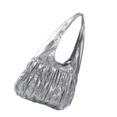 Koreanische einfarbige Plissee-Tasche, modische Unterarm-Geldbörse, zarte weiche Textur, Schulter-Geldbörse für Damen, Mädchen, trendiges Freizeit-Accessoire, silber, One Size Koreanische einfarbige Plissee-Tasche, modische Unterarm-Geldbörse, zarte weiche Textur, Schulter-Geldbörse für Damen, Mädchen, trendiges Freizeit-Accessoire, silber, One Size von ERRORY