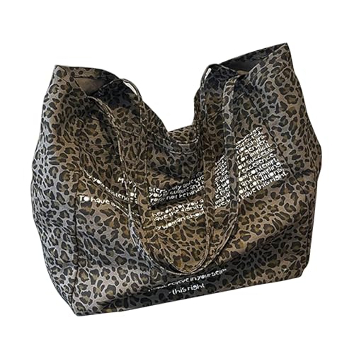 Lässige Schultertasche aus Segeltuch mit Leopardenmuster, große Kapazität, für den täglichen Gebrauch im Herbst/Winter, Arbeits- und Schultasche, Schwarz , One Size von ERRORY
