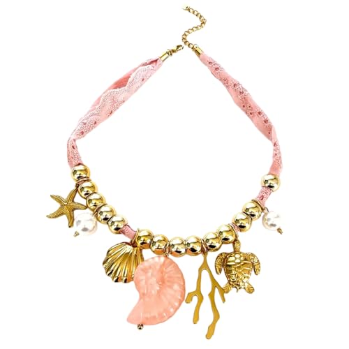 Leichte Halskette mit Meeresmotiv, Schmuck mit realistischem Muschelanhänger, starker Edelstahl, Halskette mit Muschelstern-Anhänger von ERRORY