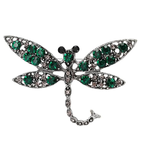 Libellen-Brosche mit Kristallverzierung, schöne Libellen-Brosche mit Strass-Verzierung für Partys, Strasssteine, Schmuck, Einheitsgröße, Wie beschrieben von ERRORY