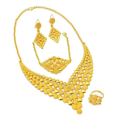 Luxuriöses Damen-Schmuck-Set, elegante Brautringe, Halskette, Ohrringe, Set für elegante Party-Looks, einzigartige Ringe von ERRORY