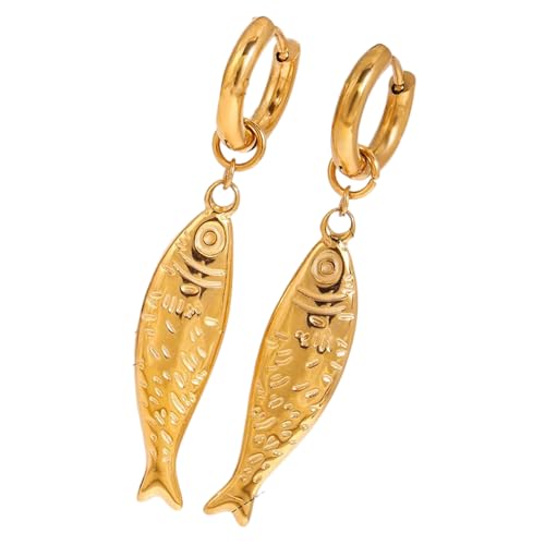 Minimalistischer Fisch-Anhänger, baumelnde Ohrringe/Halskette, Edelstahl, Schmuckzubehör für den täglichen Gebrauch oder besondere Anlässe, passende Halskette und Ohrringe/Halsketten-Set von ERRORY