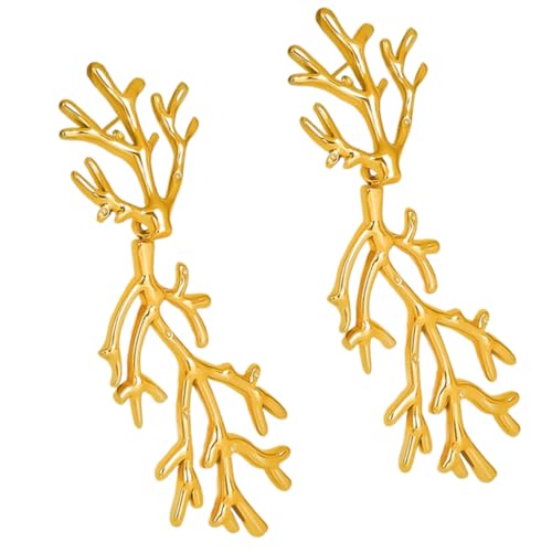 Modische stabile Edelstahl-Ohrhänger mit Blatt-Design für Damen, modischer Statement-Schmuck, für den täglichen Gebrauch, trendige Ohrringe für Damen, Einheitsgröße, Wie beschrieben, Wie beschrieben von ERRORY