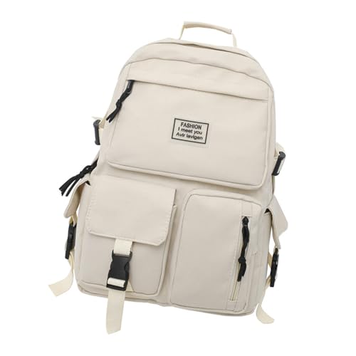 Nylon-Rucksack mit mehreren Taschen für Damen und Herren, Schultasche mit großem Fassungsvermögen und modischen Stilen, koreanischer Rucksack, weiß, One Size Nylon-Rucksack mit mehreren Taschen für Damen und Herren, Schultasche mit großem Fassungsvermögen und modischen Stilen, koreanischer Rucksack, weiß, One Size von ERRORY