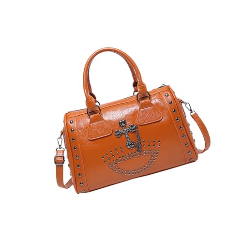 Punk Styles Totenkopf Handtasche Große Kapazität Nieten Arzt Tasche Modische Schultertasche Punk Styles Handtasche für Frauen Nieten Doktor, braun, One Size von ERRORY