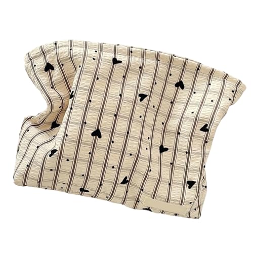 Reise-Kosmetiktasche, großes Fassungsvermögen, Make-up mit Reißverschluss, kariert, Kulturbeutel, Handtasche, Zubehör, Organizer, kariert, Gestreifte Liebe, Mass Beauty von ERRORY