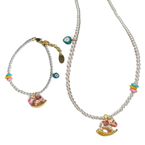 Schmuck-Set für Eltern und Kinder, stilvolle Imitationsperlen mit bequemer Passform, Halskette, Armband, elegante Perlenkette und, Einheitsgröße, Wie beschrieben, Wie beschrieben von ERRORY