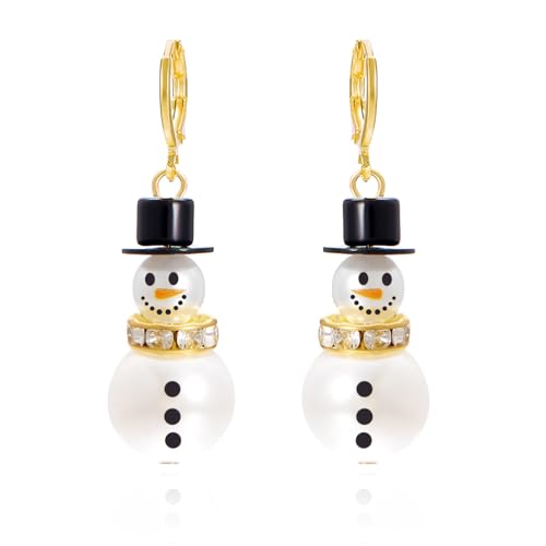 Schöne Schneemann-Designs Creolen mit funkelnden Kristallen, tragbares Urlaubsschmuck-Accessoire für trendige Mädchen, Weihnachtsohrringe, Einheitsgröße, Wie beschrieben, Wie beschrieben von ERRORY