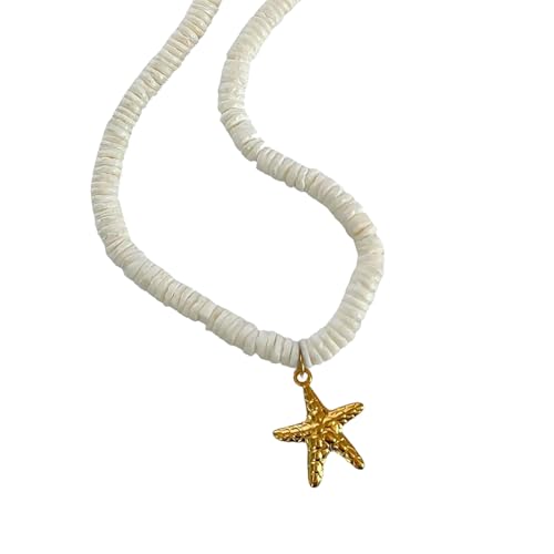 Set aus Halskette und Ohrringen aus Edelstahl mit natürlicher Muschelkoralle für Sommer-Outfit, bequeme Muschel-Schmuck-Kombination, Einheitsgröße, Wie beschrieben, Wie beschrieben von ERRORY