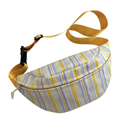Stilvolle Canvas-Umhängetasche mit leicht zu tragender Umhängetasche, Brusttasche, Hüfttasche, geeignet für verschiedene Anlässe, verstellbarer Riemen, gelb, One Size von ERRORY