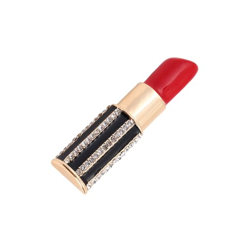 Stilvolle Lippenstift-Brosche, Kirsite-Öltropfen-Brosche, leicht, stabil, Lippenstift-Form, Accessoire für Frauen, langlebige Brosche von ERRORY