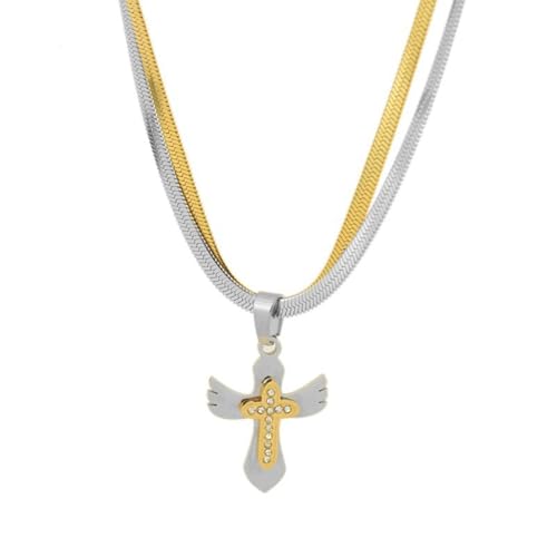 Stilvolle doppellagige Kreuz-Halskette, Hip-Hop-Stil, modisches Accessoire für trendige Erwachsene, verstellbare Länge, Hip-Hop-Schmuck von ERRORY