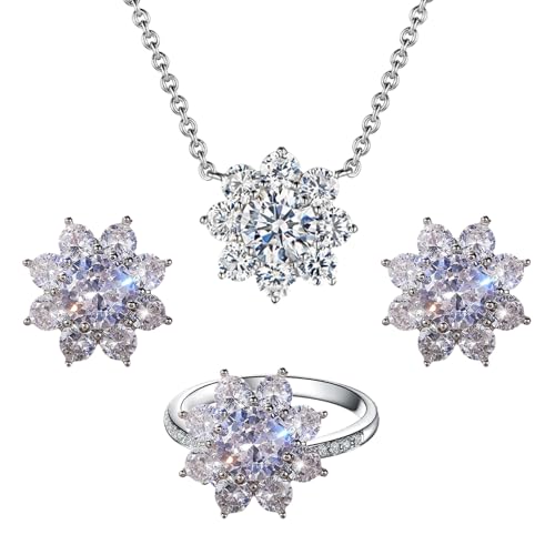 Stilvolles Hochzeitsschmuck-Set für Damen, modische Blumen-Halskette, verziert mit Zirkonia, Ohrschmuck und Ringen, Mode für Frauen, Einheitsgröße, Wie beschrieben, Wie beschrieben Stilvolles Hochzeitsschmuck-Set für Damen, modische Blumen-Halskette, verziert mit Zirkonia, Ohrschmuck und Ringen, Mode für Frauen, Einheitsgröße, Wie beschrieben, Wie beschrieben von ERRORY
