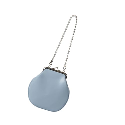 Trendige Umhängetasche aus PU-Leder mit Kettenriemen, kompakte Abendtasche mit Kussverschluss für stilvolle Party-Handtasche, blau, One Size von ERRORY
