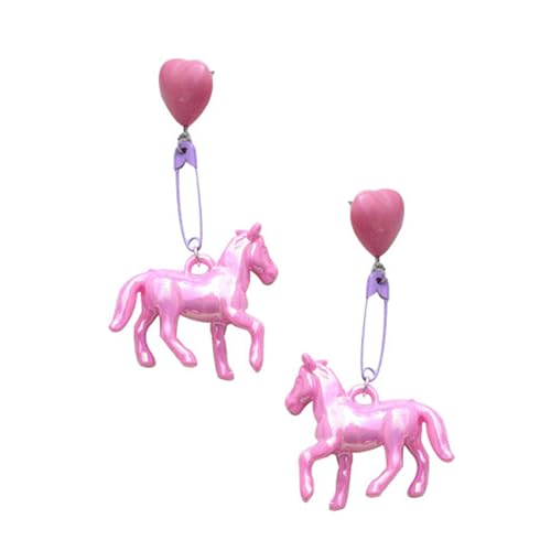 Trendige lange Pferde-Ohrringe aus Kunstharz, modisch, einzigartiges Statement, geeignet für einen süßen Punk-Look, Punk, Einheitsgröße, Wie beschrieben, Wie beschrieben von ERRORY