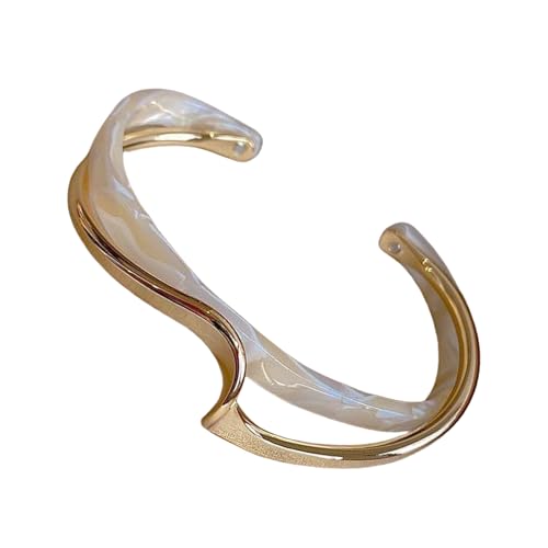 Trendiger koreanischer Stil, gebogener Metall-Armreif mit Muschel-Akzent, Damenmode Accessoire für den täglichen Gebrauch, Hochzeit, Party, Schmuck-Accessoire von ERRORY