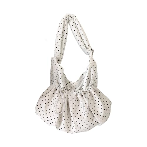 Umhängetasche im modernen koreanischen Stil, knitterfreier Stoff, Punktemuster, Umhängetasche, geräumiger Innenraum, ergonomische Umhängetasche für Damen, weiß, One Size von ERRORY