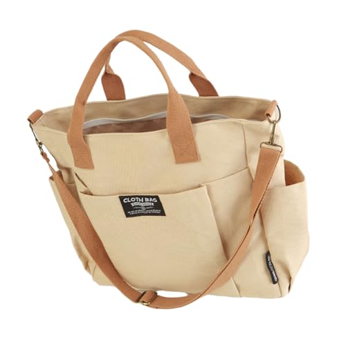 Vielseitige Umhängetasche aus Segeltuch, große Handtasche mit geräumigen Fächern für Arbeit, Reisen und den täglichen Gebrauch, Canvas-Handtasche, khaki, One Size von ERRORY