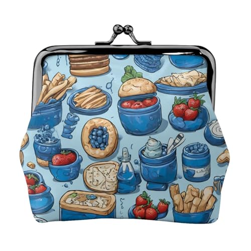 Blue Food03 Print Vintage Leder Kleingeldbörse Elegant Kleine Münzbörse für Frauen Münzbeutel Geldbörse Mini von ERSDWRE
