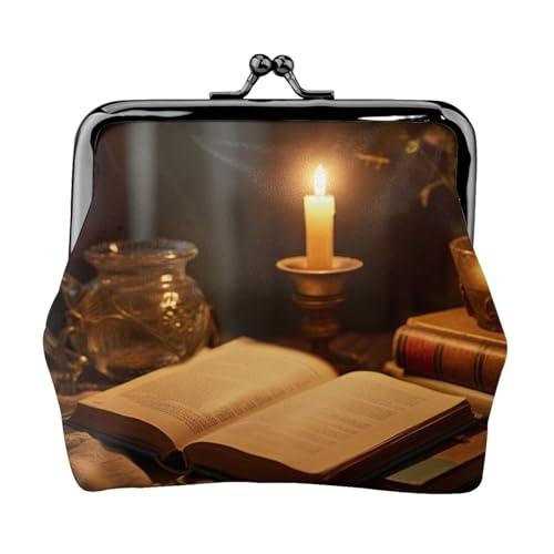 Candlelight Night Reading Print Vintage Leather Change Purse Elegant Small Coin Purse for Women Coin Pouch Wallet Mini von ERSDWRE