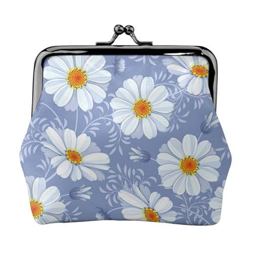 Chrysanthemum Blue Print Vintage Leder Kleingeldbörse Elegant Kleine Münzbörse für Frauen Münzbeutel Geldbörse Mini von ERSDWRE
