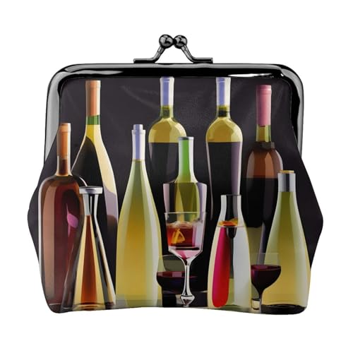 Cocktailgläser und Weinflaschen Druck Vintage Leder Kleingeldbörse Elegante kleine Münzbörse für Frauen Münzbeutel Geldbörse Mini von ERSDWRE