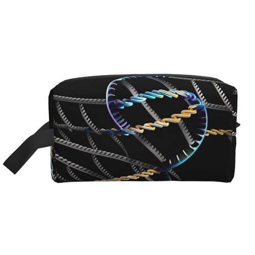 DNA-Kulturbeutel mit Kette und Fotodruck für Reisen, Make-up-Tasche, Kosmetiktasche, hängende Kosmetiktasche für Damen und Herren, Fitnessstudio DNA-Kulturbeutel mit Kette und Fotodruck für Reisen, Make-up-Tasche, Kosmetiktasche, hängende Kosmetiktasche für Damen und Herren, Fitnessstudio von ERSDWRE