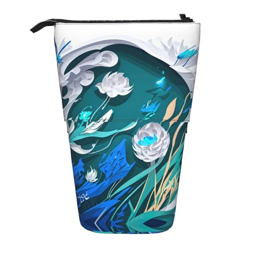 ERSDWRE Blue Fly Teleskop-Federmäppchen mit Libellen-Motiv, Kawaii-Schreibwaren-Tasche, Reißverschluss, Stifteetui von ERSDWRE
