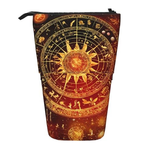 ERSDWRE Gears Clock Bronze Century Teleskop-Federmäppchen Kawaii Schreibwarentasche Reißverschluss Stifteetui Stand Up Pencil Holder von ERSDWRE