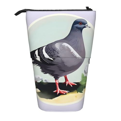 ERSDWRE Teleskop-Federmäppchen mit grauem Taubenmuster, Kawaii-Schreibwaren-Tasche, Reißverschluss, Stifteetui ERSDWRE Teleskop-Federmäppchen mit grauem Taubenmuster, Kawaii-Schreibwaren-Tasche, Reißverschluss, Stifteetui von ERSDWRE