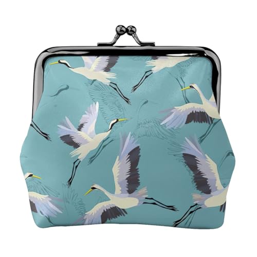 Flying Cranes Print Vintage Leder Kleingeldbörse Elegant Kleine Münzbörse für Frauen Münzbeutel Geldbörse Mini von ERSDWRE