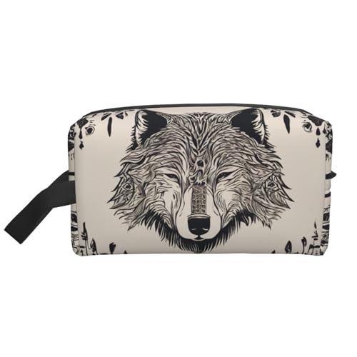 Food03 Kulturbeutel mit Wolfsmotiven, bedruckt, Reise-Kulturbeutel, Make-up-Tasche, Kosmetiktasche, hängende Kosmetiktasche für Damen und Herren, Fitnessstudio von ERSDWRE