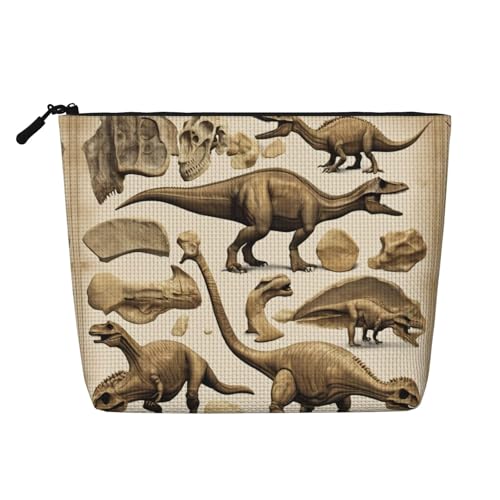 Fossils02 Kosmetiktasche mit Dinosauriermotiv, für Damen, Kunstleinen, großes Fassungsvermögen, perfekt für Reisen und den täglichen Gebrauch, Schwarz , Einheitsgröße von ERSDWRE
