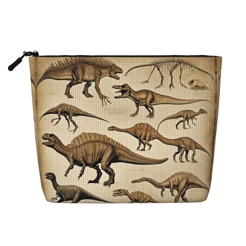 Kosmetiktasche für Damen, Dinosaurierfossils03, Kunstleinen, großes Fassungsvermögen, perfekt für Reisen und den täglichen Gebrauch, Schwarz , Einheitsgröße von ERSDWRE