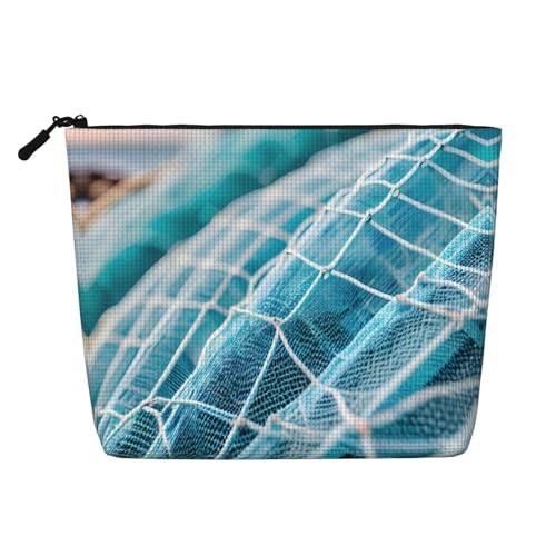 Kosmetiktasche für Damen, Fischernetz, Kunstleinen, großes Fassungsvermögen, perfekt für Reisen und den täglichen Gebrauch, Schwarz , Einheitsgröße von ERSDWRE