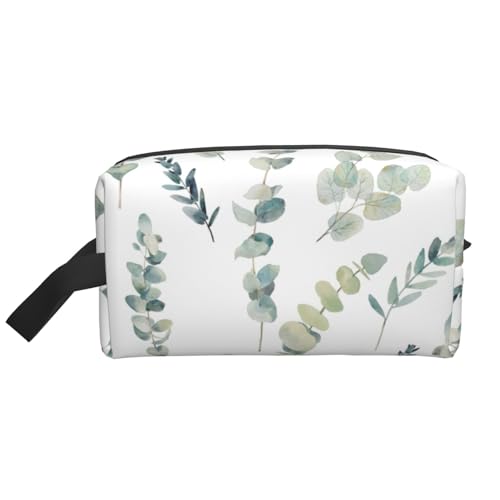 Kulturbeutel mit Eukalyptusblätter-Aufdruck, Make-up-Tasche, Kosmetiktasche, zum Aufhängen, für Damen und Herren, Fitnessstudio von ERSDWRE