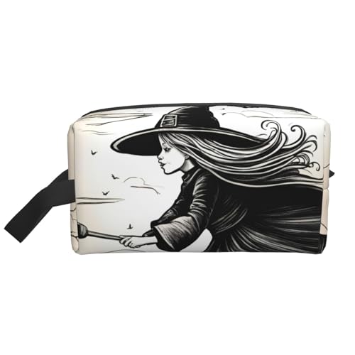 Kulturbeutel mit Halloween-Hexen-Motiv, Reise-Kulturbeutel, Make-up-Tasche, Kosmetiktasche, zum Aufhängen für Damen und Herren, Fitnessstudio von ERSDWRE