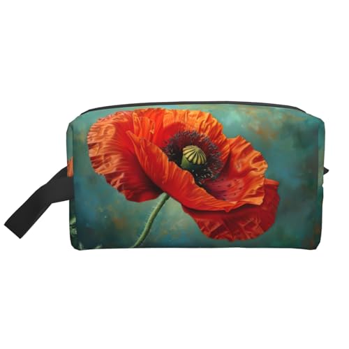 Kulturbeutel mit Mohnblumen-Aufdruck, Make-up-Tasche, Kosmetiktasche, zum Aufhängen, für Damen und Herren, Fitnessstudio von ERSDWRE