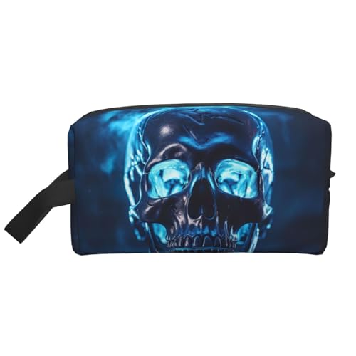 Kulturbeutel mit Totenkopf-Motiv, Halloween, tragbar, Make-up-Tasche, Kosmetiktasche, hängende Kosmetiktasche für Damen und Herren, Fitnessstudio von ERSDWRE