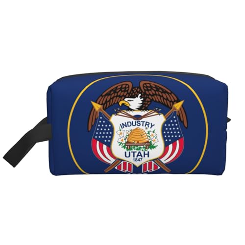 Kulturbeutel mit Utah-Flaggen-Druck, Make-up-Tasche, Kosmetiktasche, zum Aufhängen, für Damen und Herren, Fitnessstudio von ERSDWRE