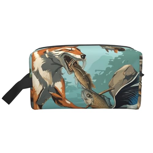 Kulturbeutel mit Wildtier-Motiv, Motiv: Jagd, Fisch 03, bedruckt, Make-up-Tasche, Kosmetiktasche, hängende Tolietry Bag für Damen und Herren, Fitnessstudio von ERSDWRE