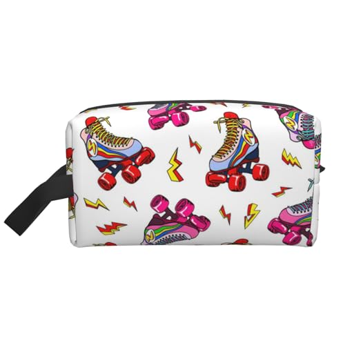 Kulturbeutel mit buntem Rollschuh-Druck, Reise-Kulturbeutel, Make-up-Tasche, Kosmetiktasche, zum Aufhängen für Damen und Herren, Fitnessstudio von ERSDWRE