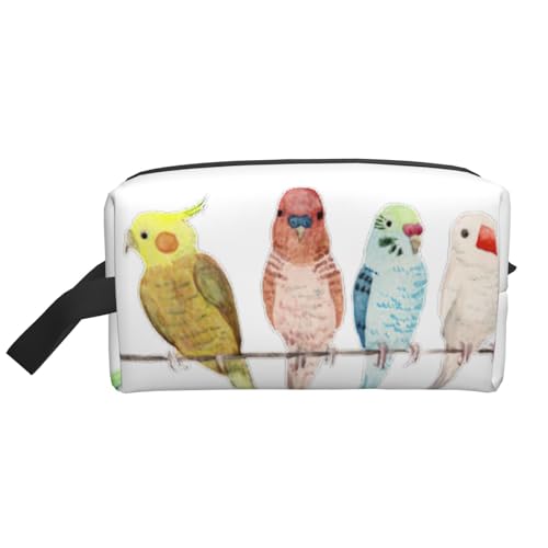 Kulturbeutel mit bunten Papageien auf Baum, Reise-Kulturbeutel, Make-up-Tasche, Kosmetiktasche, zum Aufhängen für Damen und Herren, Fitnessstudio von ERSDWRE