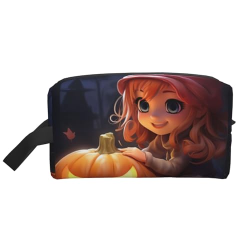 Kulturbeutel mit süßem Kürbis-Aufdruck, Make-up-Tasche, Kosmetiktasche, zum Aufhängen, für Damen und Herren, Fitnessstudio von ERSDWRE
