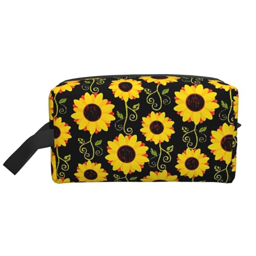 Kulturbeutel mit süßem Sonnenblumen-Druck, Make-up-Tasche, Kosmetiktasche, zum Aufhängen für Damen und Herren, Fitnessstudio von ERSDWRE